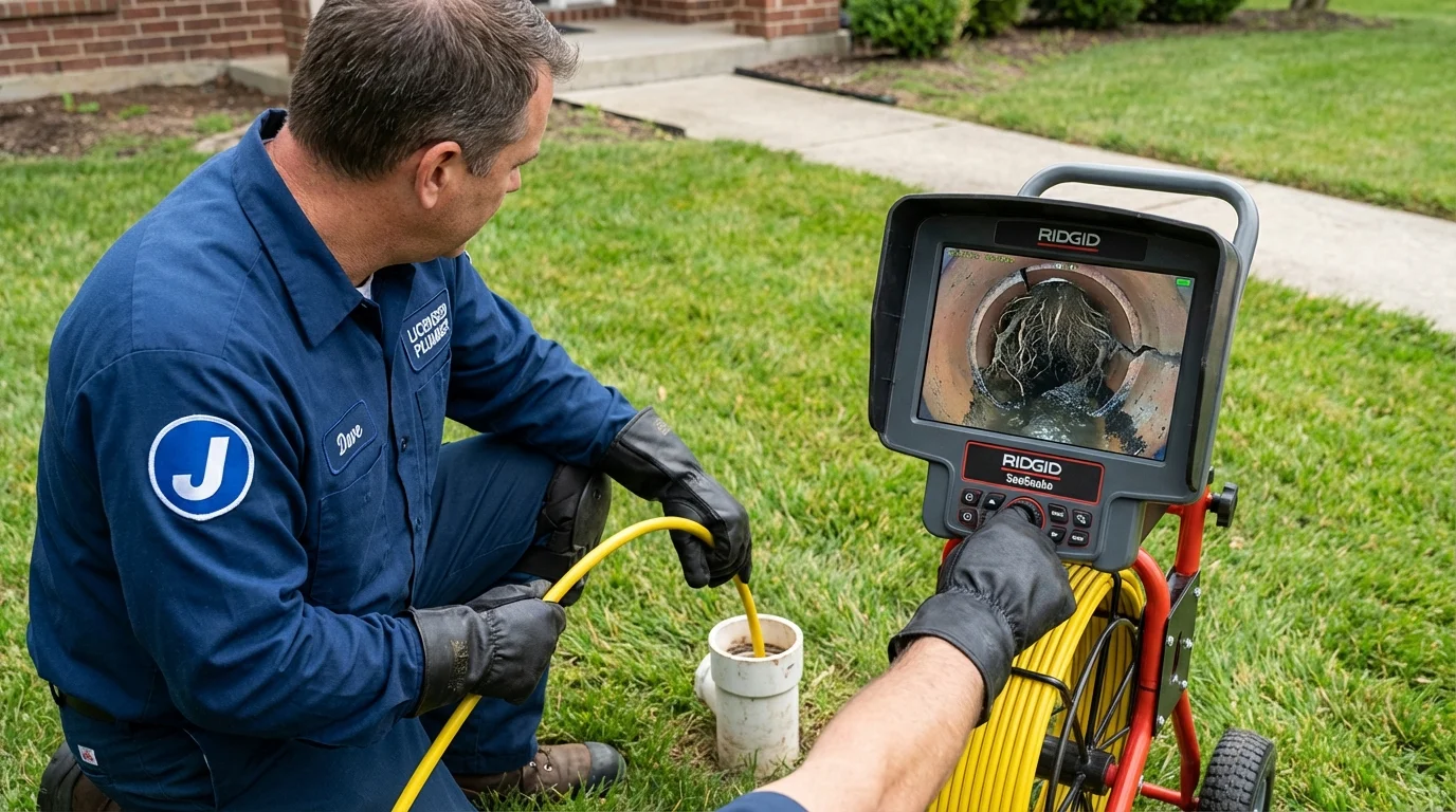 Sewer camera inspection being performed by Johns Plumbing LLC in Elroy